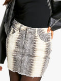 Mini Jupe Denim Print Croco - Boohoo