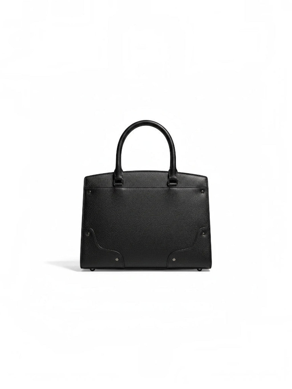 Clueless Paris elegant black grained faux leather handbag with structured design and top handle