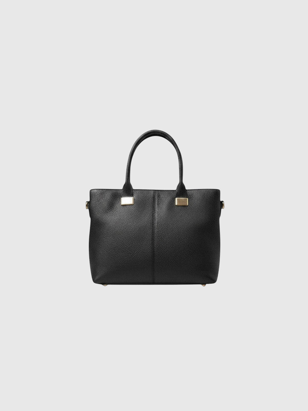 Clueless Paris black grained faux leather handbag with rigid handles and metallic clasp details