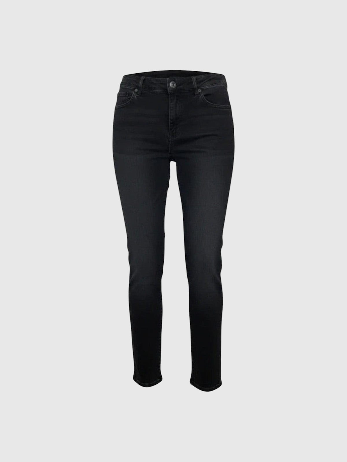 Clueless Paris black slim fit denim jeans with a classic five-pocket design and button closure