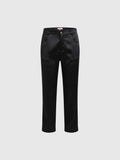 Clueless Paris black structured tailored trousers with side pockets, button closure, and a fluid cotton-blend fabric.
