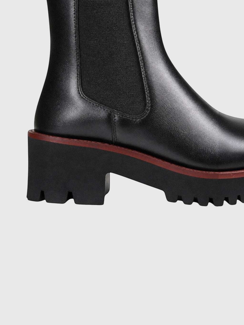 Bottines Chelsea Clueless Paris en cuir noir avec semelle épaisse crantée et empiècements élastiques latéraux