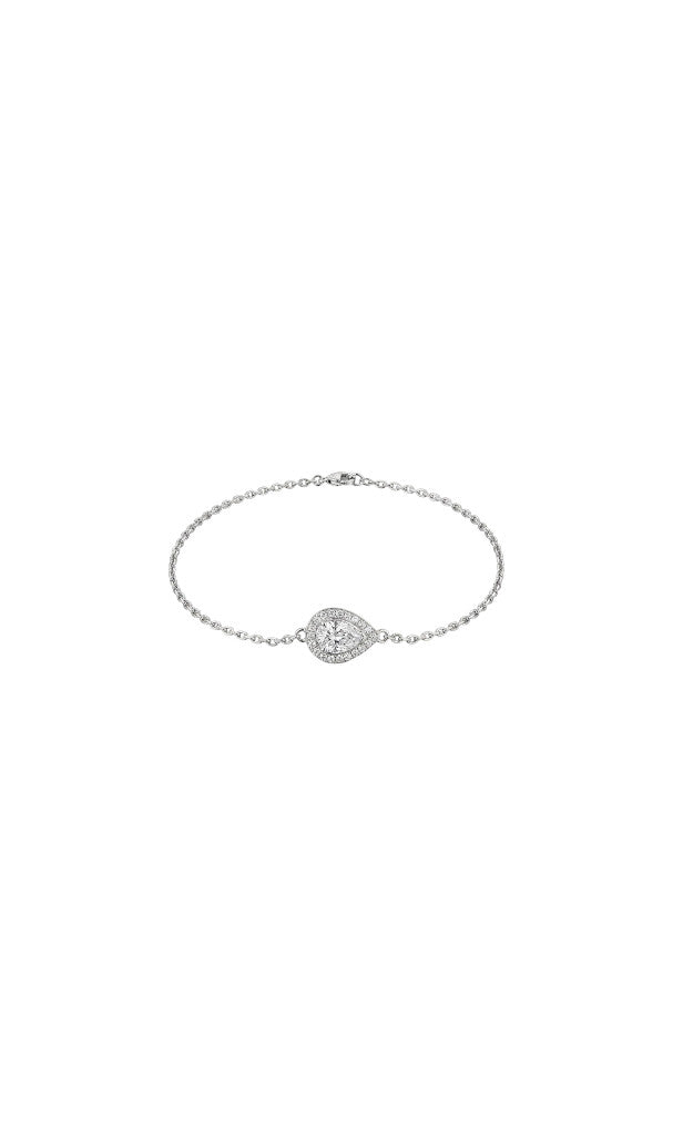 Bracelet Clueless Paris en argent avec fine chaîne et pendentif goutte serti de pierres scintillantes