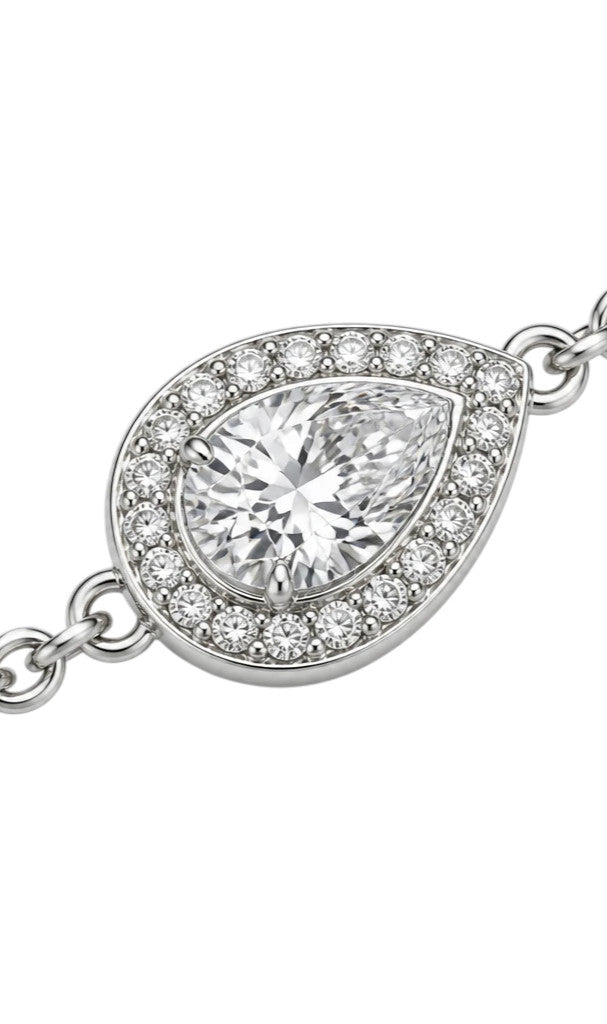 Bracelet Clueless Paris en argent avec pendentif goutte serti de pierres scintillantes sur une fine chaîne élégante