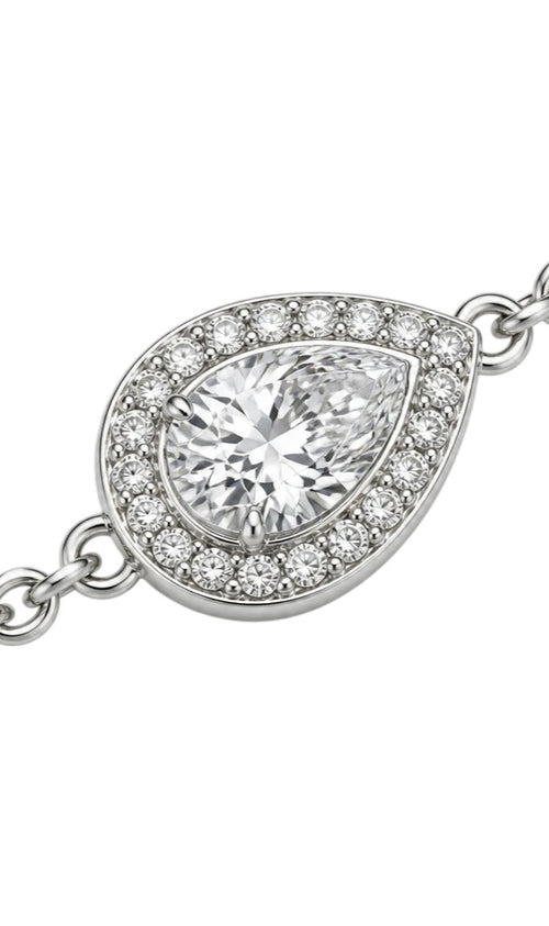 Bracelet Clueless Paris en argent avec pendentif goutte serti de pierres scintillantes sur une fine chaîne élégante