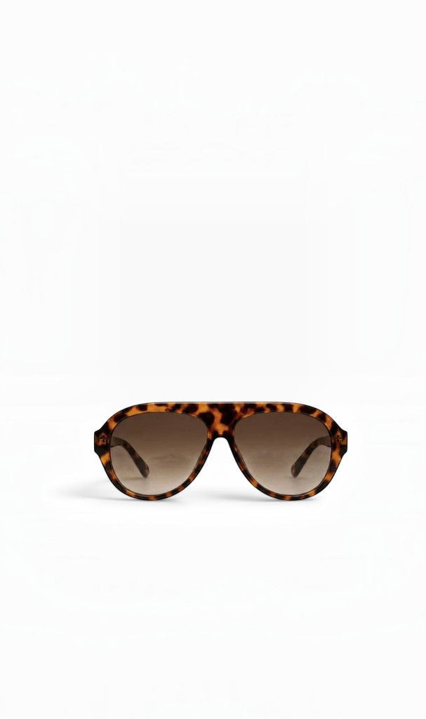 Lunettes de soleil aviateur Clueless Paris oversize à monture écaille et verres dégradés bruns avec pont doré