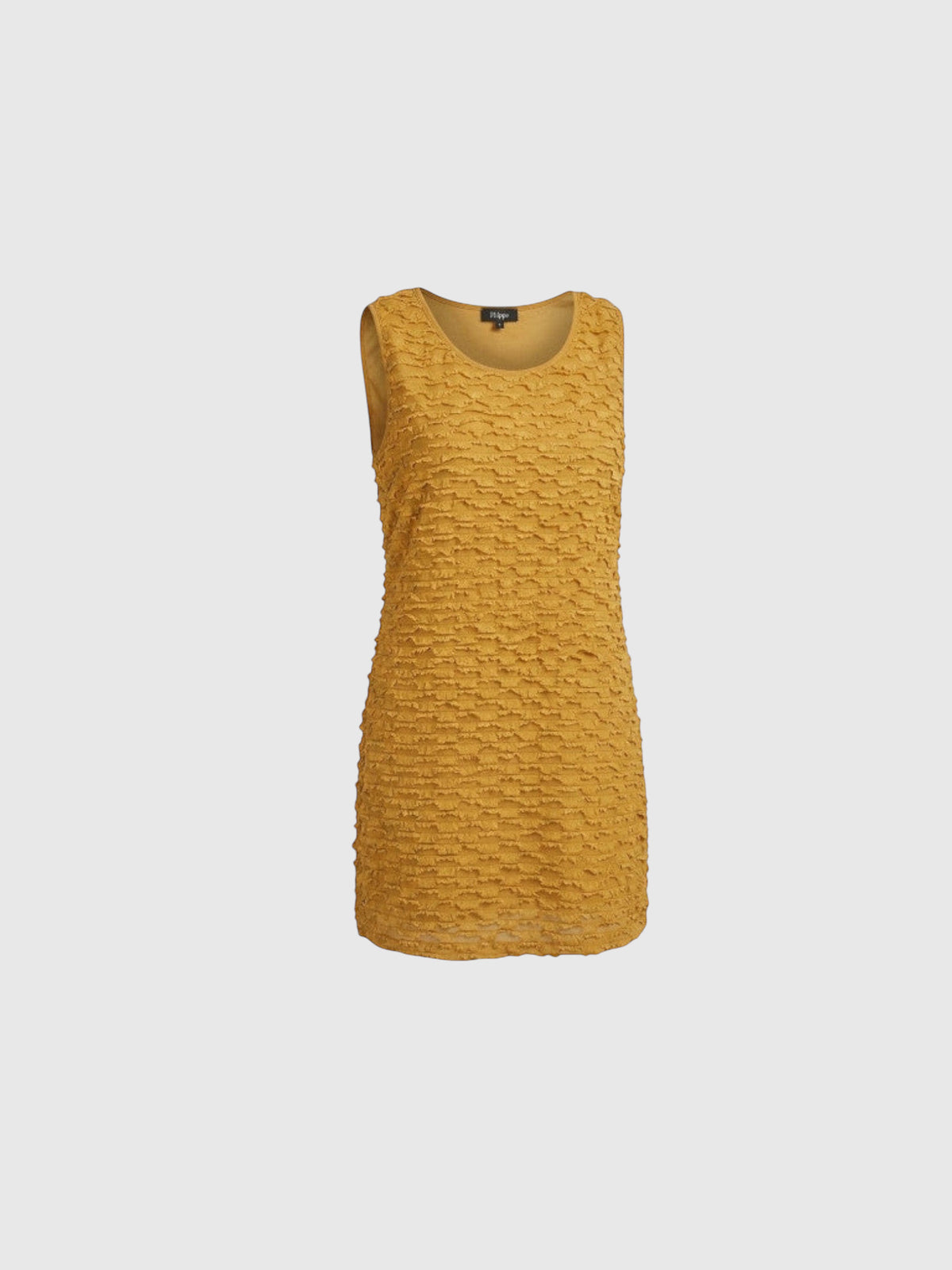 Clueless Paris sleeveless mustard yellow mini dress in textured fabric with a round neckline