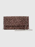 Pochette Clueless Paris rectangulaire à motif léopard avec une bandoulière en chaîne dorée élégante