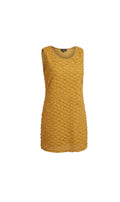 Robe sans manches Clueless Paris Jean Marc Philippe jaune moutarde avec texture à franges et coupe droite fluide