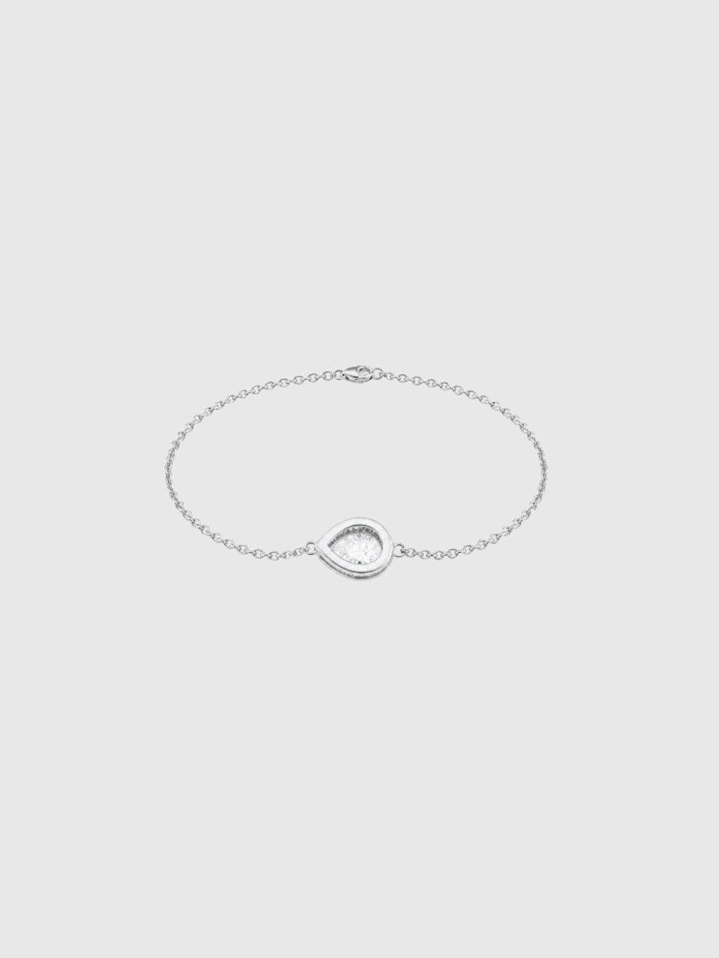 Clueless Paris 925 sterling silver fine chain bracelet featuring a teardrop-shaped cubic zirconia pendant