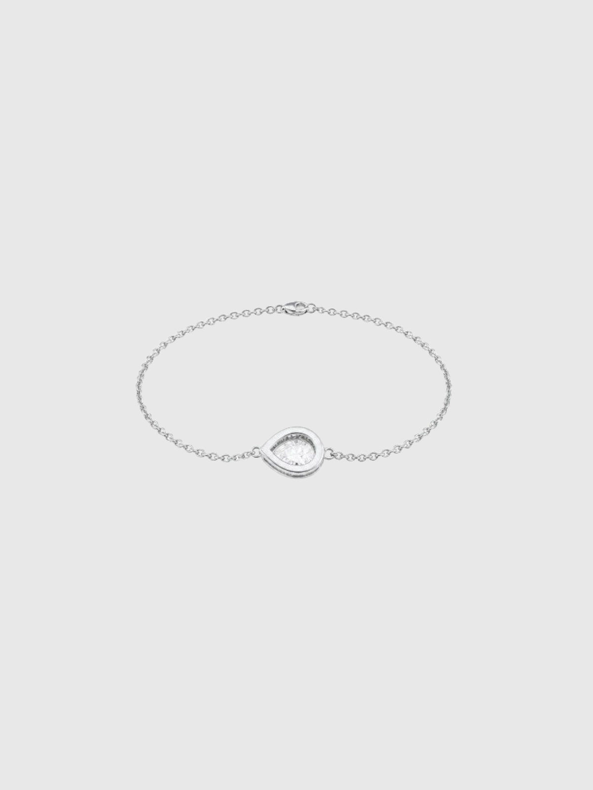 Clueless Paris 925 sterling silver fine chain bracelet featuring a teardrop-shaped cubic zirconia pendant