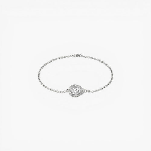 Bracelet en argent fin avec pendentif central en forme de poire serti d'un gros cristal et de petits diamants scintillants - Clueless Paris